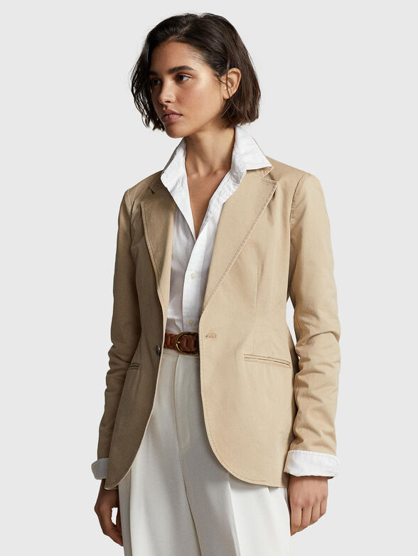 Beige cotton blend jacket - 1