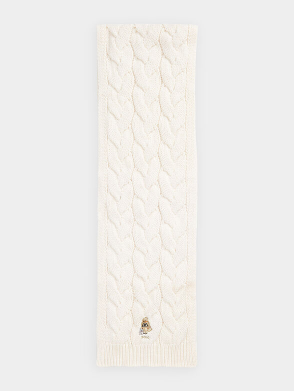 Knitted wool blend scarf with Polo Bear embroidery - 2