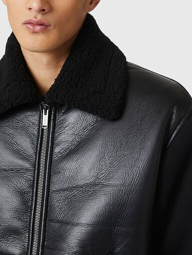 Black eco leather bomber jacket - 5