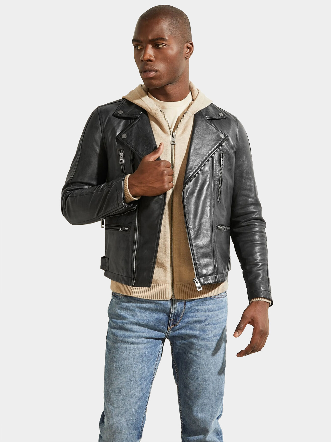 Guess moto leather hotsell jacket