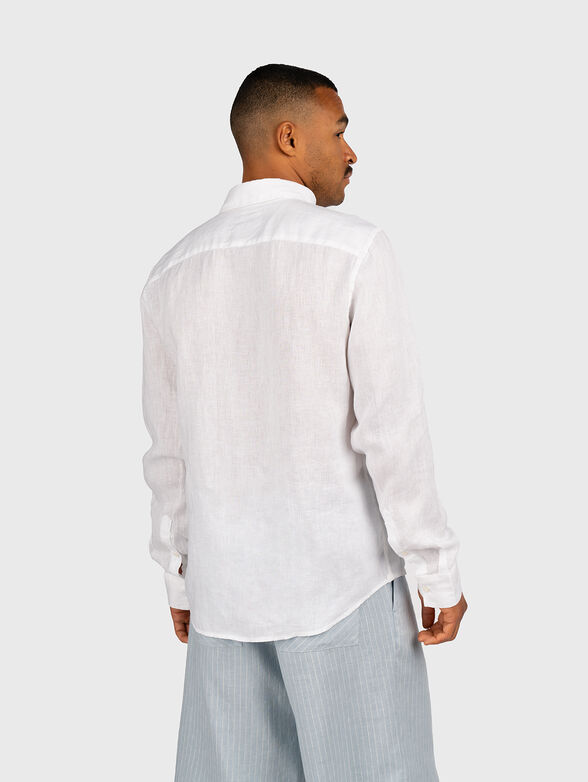 Beige linen shirt with logo detail - 3