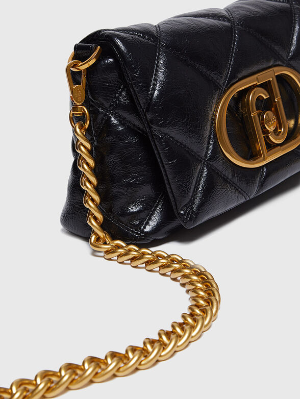 Black quilted bag with logo  - 5