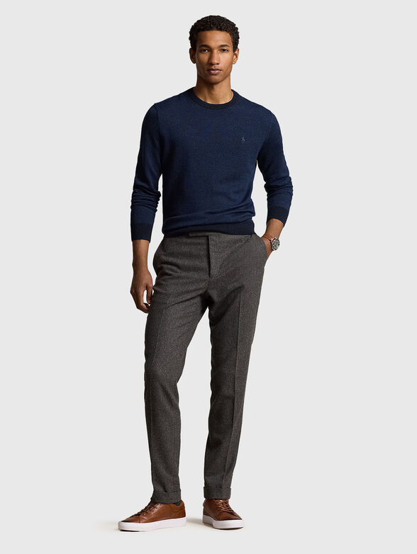 Navy blue sweater with an oval neckline - 1