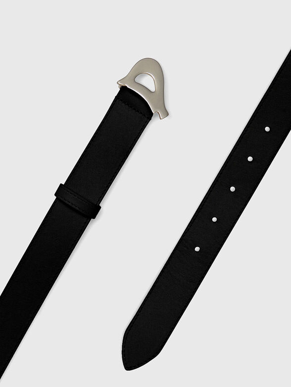 Leather belt with logo buckle - 2