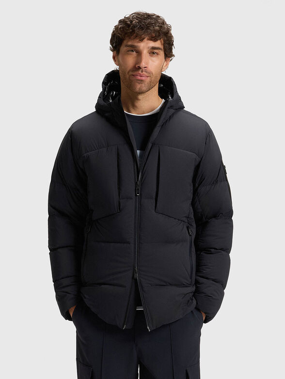 Padded jacket with hood and accent pocket - 1