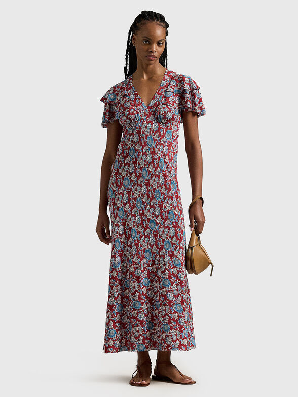 Floral print silk dress - 1