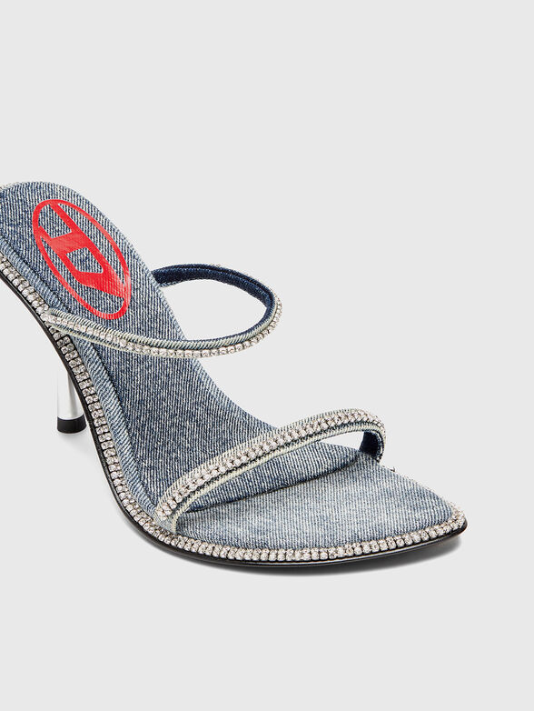 D-HAVANNA SDL heeled mules in rhinestones denim - 5