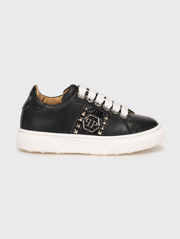 Leather sneakers with accent studs - 1