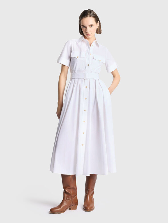 Midi shirt dress with a belt at the waist - 1