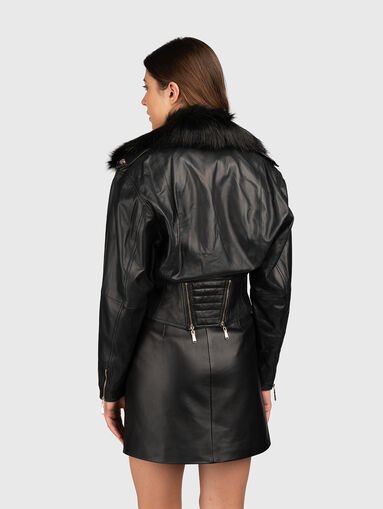 Black leather jacket with removable collar - 3