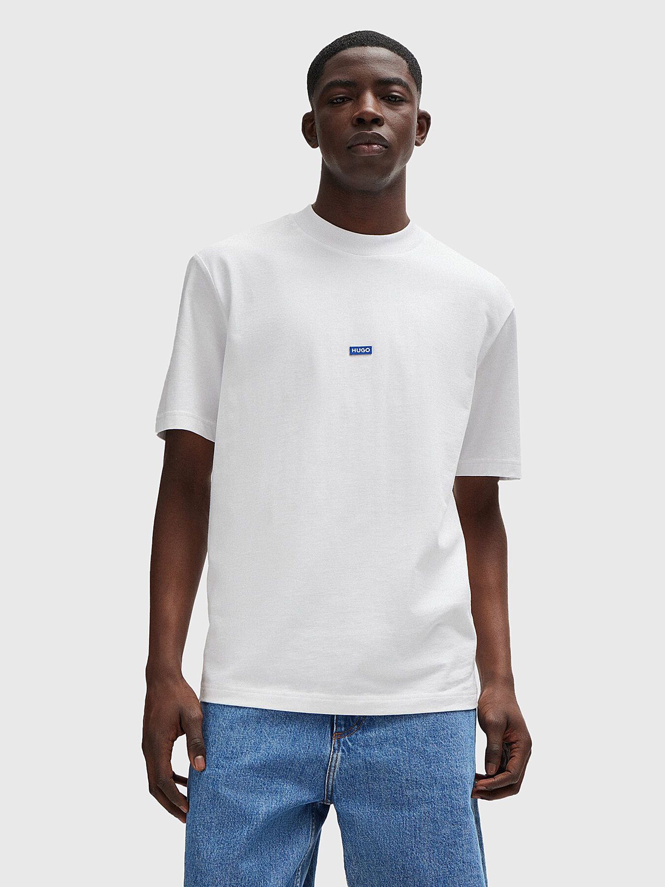 関税・送料込【HUGO】Noretto 01 BLUE 半袖Tシャツ NORETTO T-shirt with contrast print brand HUGO BLUE