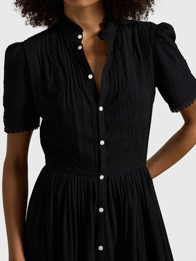 Midi black dress with contrast buttons - 3