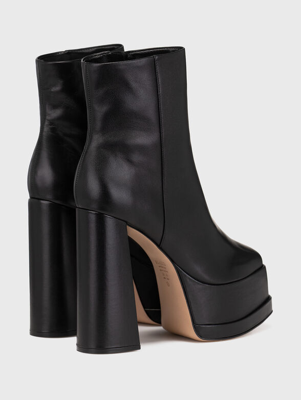 Black leather heeled ankle boots - 3