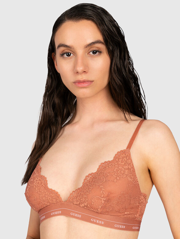 Lace brassiere with logo branding - 2