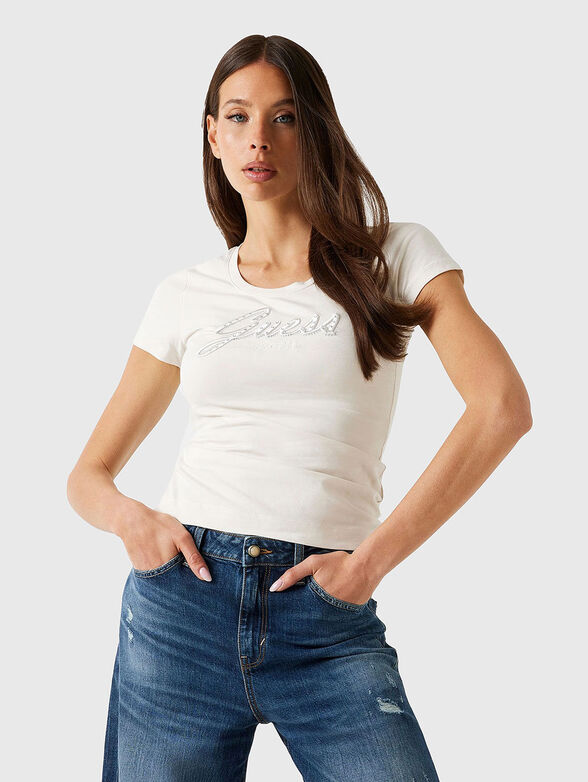 Cotton T-shirt with oval neckline - 1