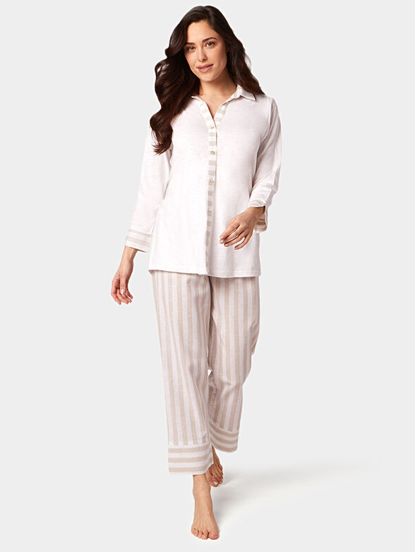 Pajama shirt with stripe accents - 1