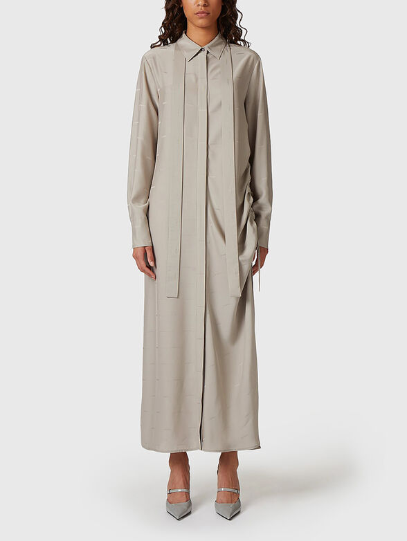 Viscose blend maxi dress whit logo - 0