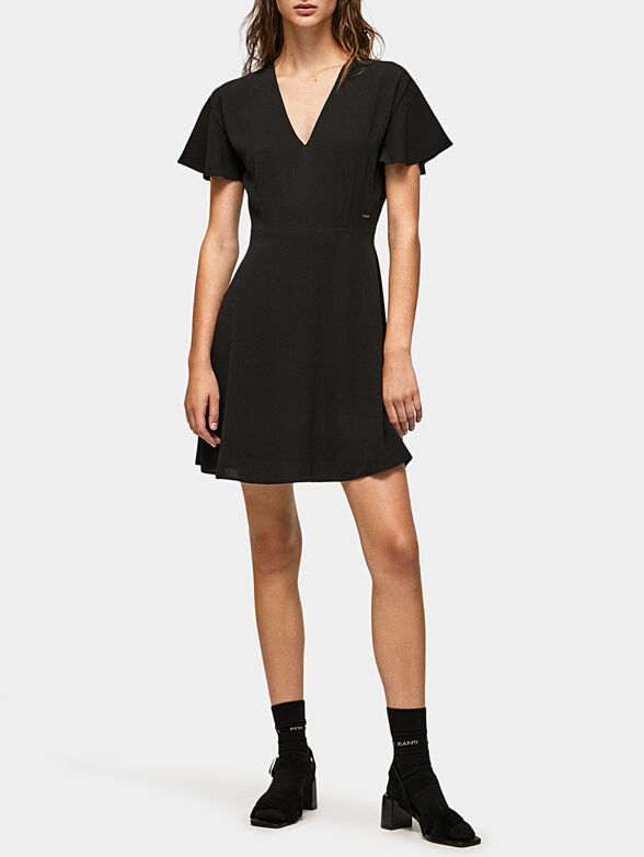Black PAT dress with accent sleeves - 4