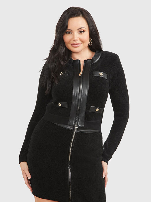 GIO black sweater with zip and viscose blend