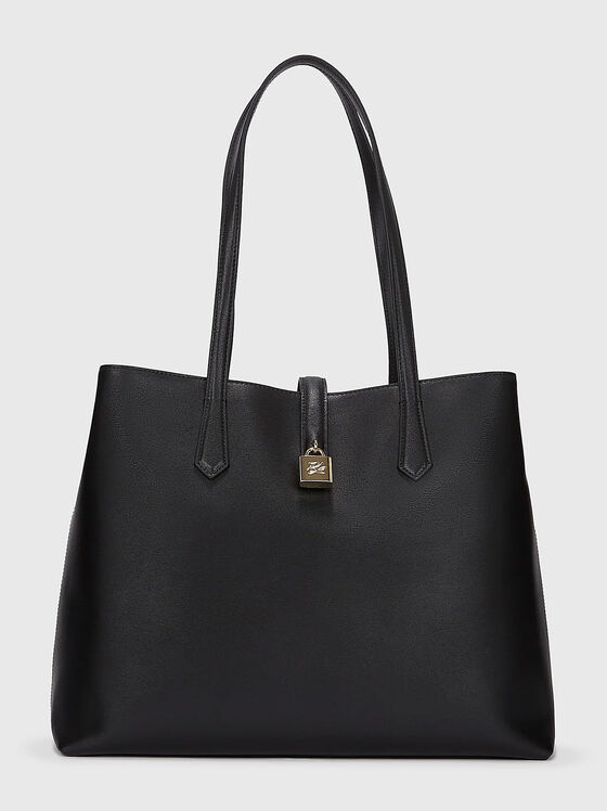 Голяма чанта от естествена кожа с лого - 1