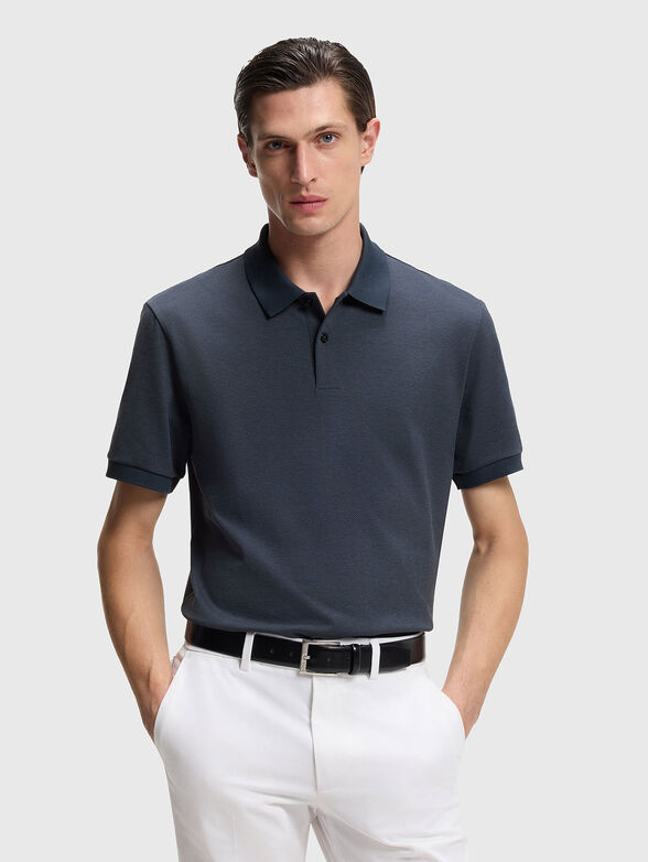 Navy blue cotton polo shirt - 1