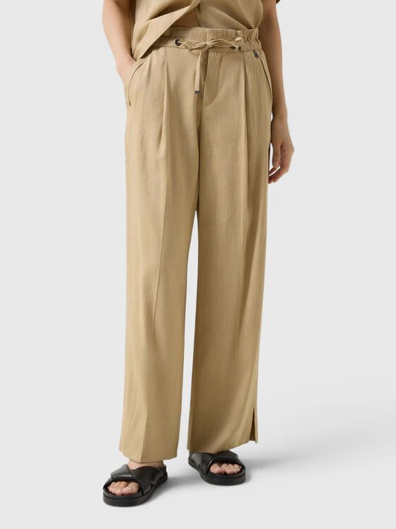 Candy linen blend pants in beige - 1