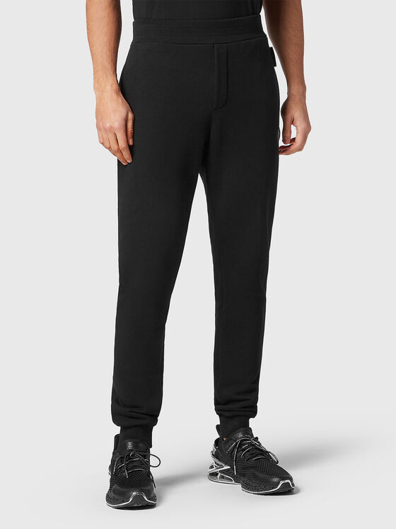 Black sports trousers with logo patches  - 1