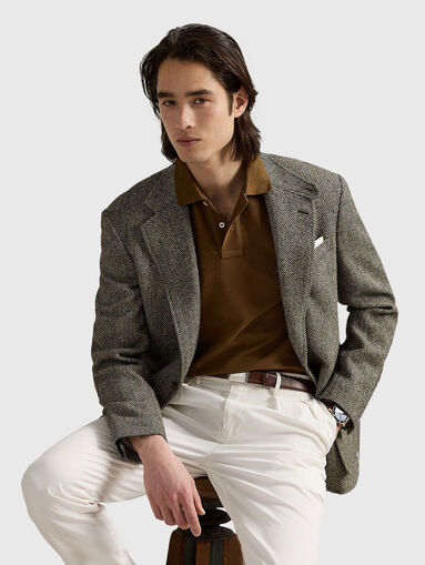 Brown polo shirt with embossed texture - 5