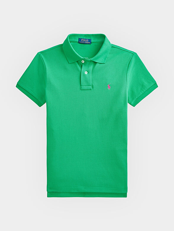 Green Polo shirt with logo embroidery - 1