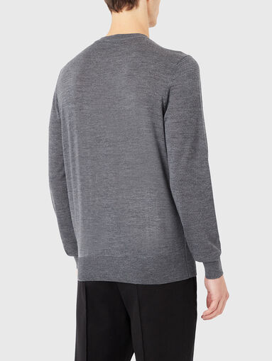 Wool sweater with oval neckline and logo embroidery - 3