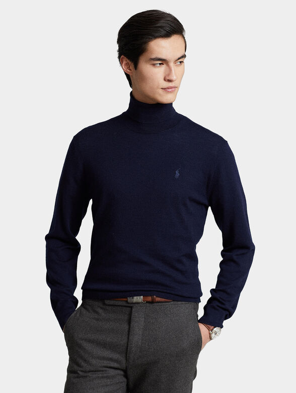 Wool sweater with turtleneck collar and logo embroidery - 1