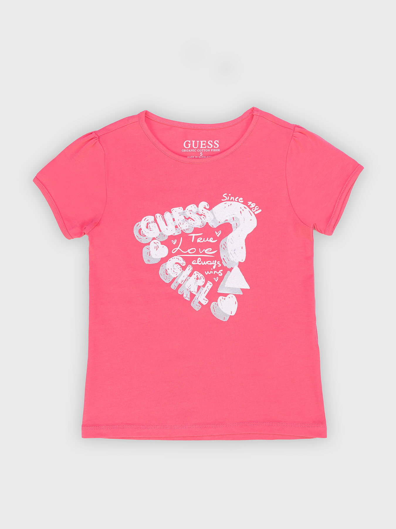 Coral T-shirt with logo print brand GUESS