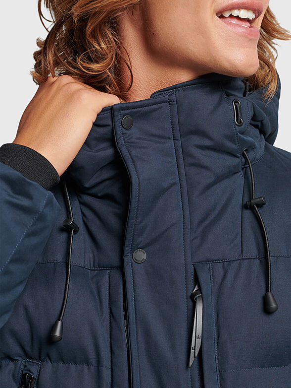 Black padded jacket with hood - 6