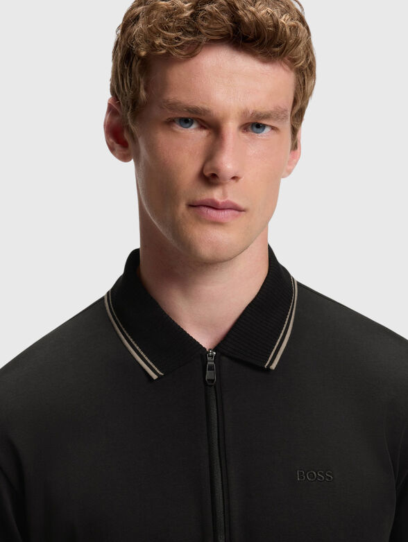 Cotton polo-shirt with striped collar - 4