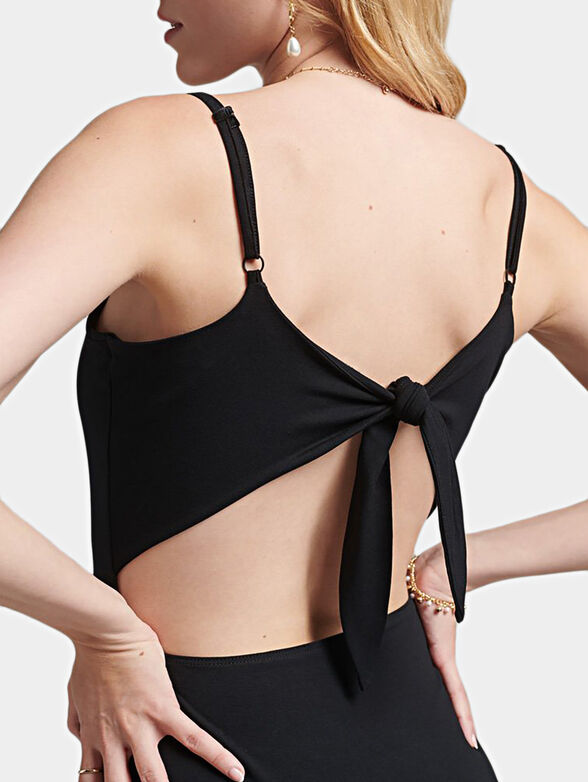 Black dress with open back and thin straps - 5