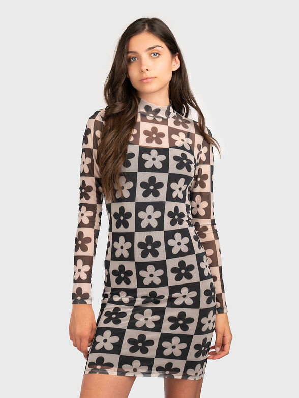 Mini dress with accent print - 1