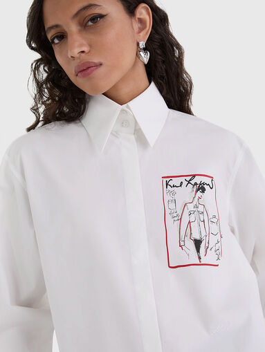 Long sleeved cotton shirt with accent back - 4