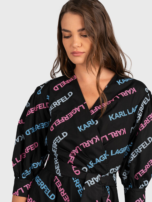 Dress in black color with logo embroidery - 3