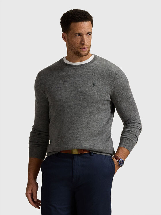 Вълнен пуловер с овално деколте - 1