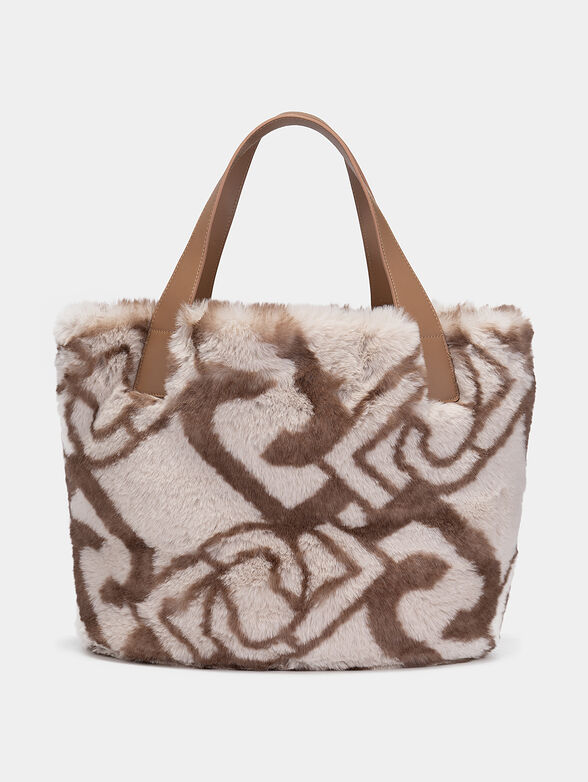Handbag with fluffy faux fur - 2