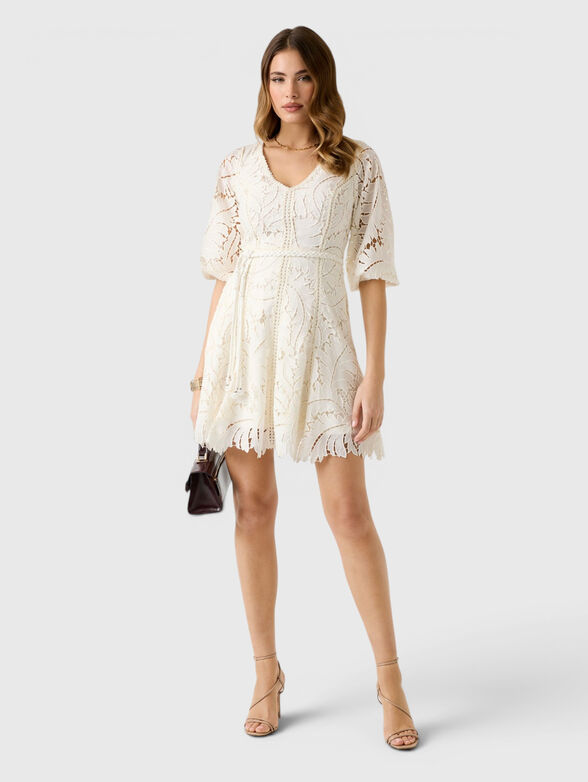 Mini dress with embroidery and belt - 4