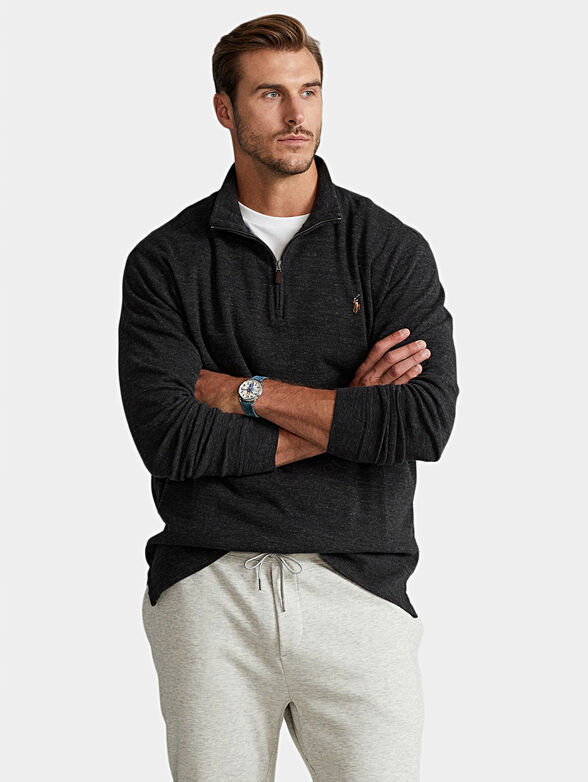 Cotton sweater with logo - 1