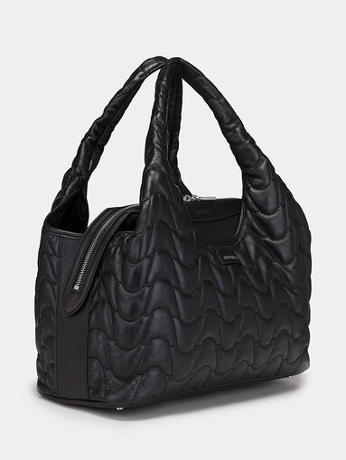 Handbag in black color with quilted effect  - 4