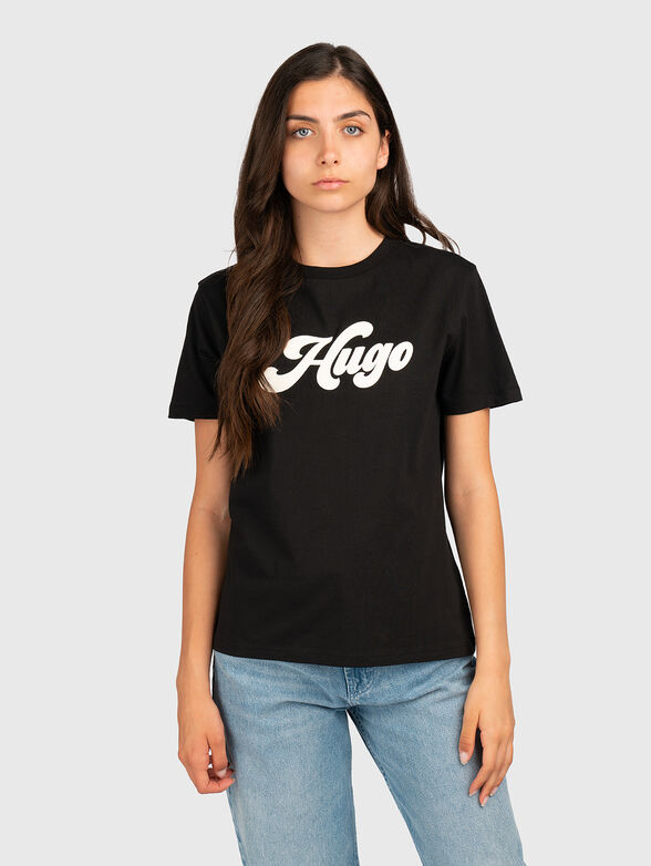 Cotton T-shirt with oval neckline - 1