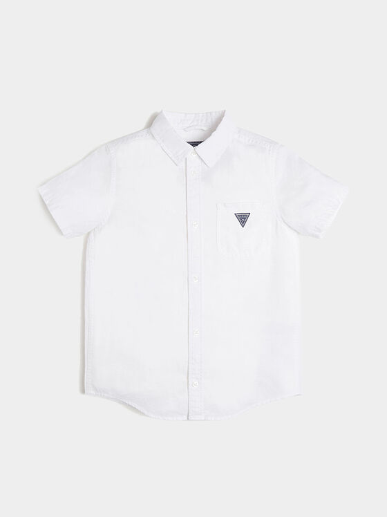 Бяла риза с къс ръкав - 1