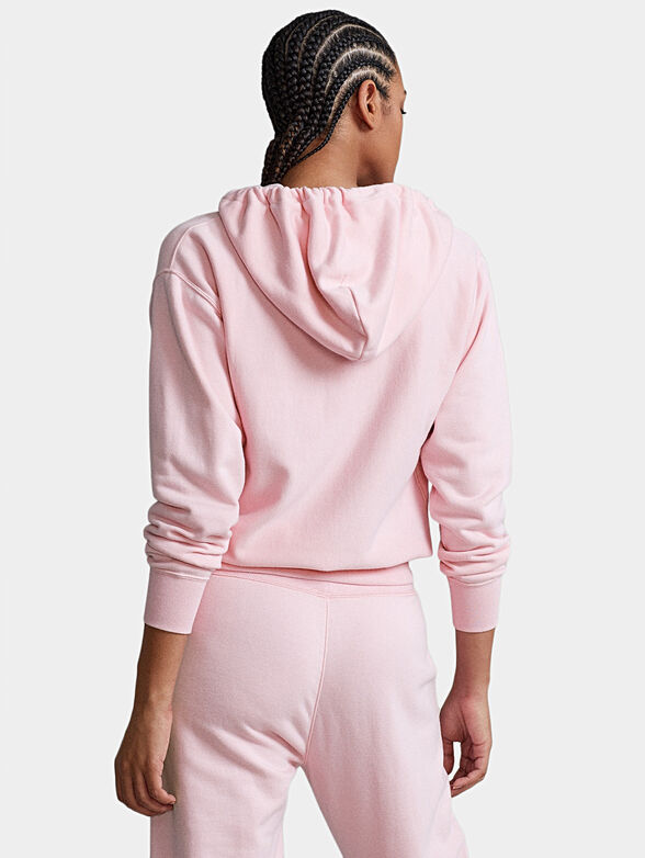Sweatshirt with zip and hood in pale pink - 4