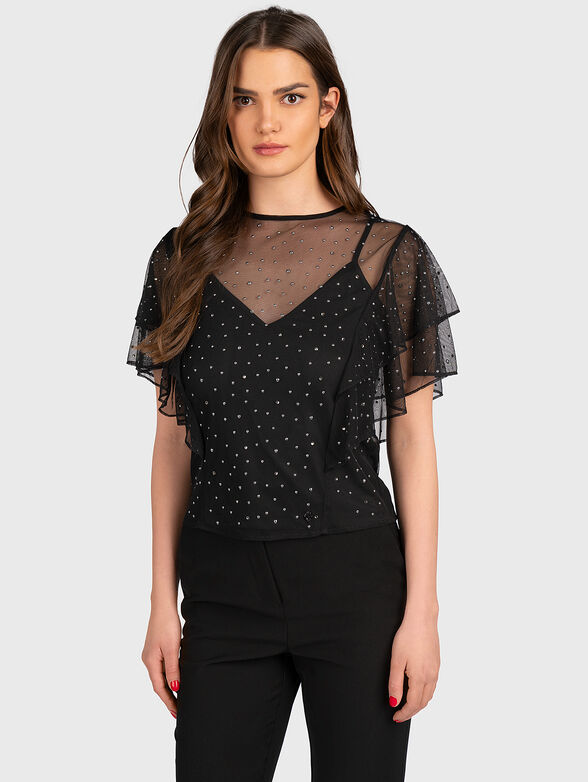 FELISA blouse with tulle and shiny applications - 1