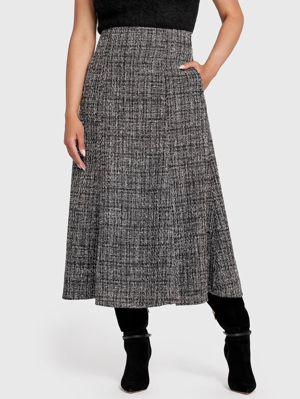 High waisted midi skirt with accent ties - 1