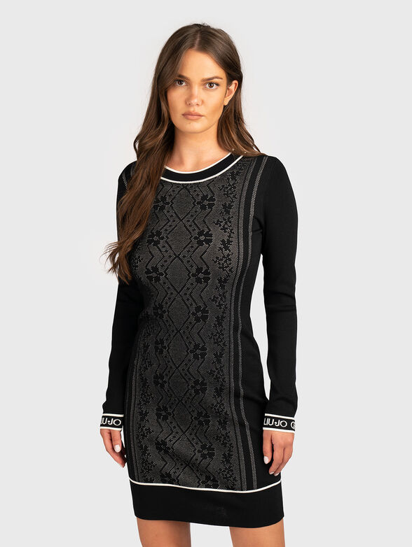 Dress with floral print and logo - 1