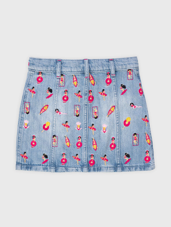Denim mini skirt with embroidery - 2